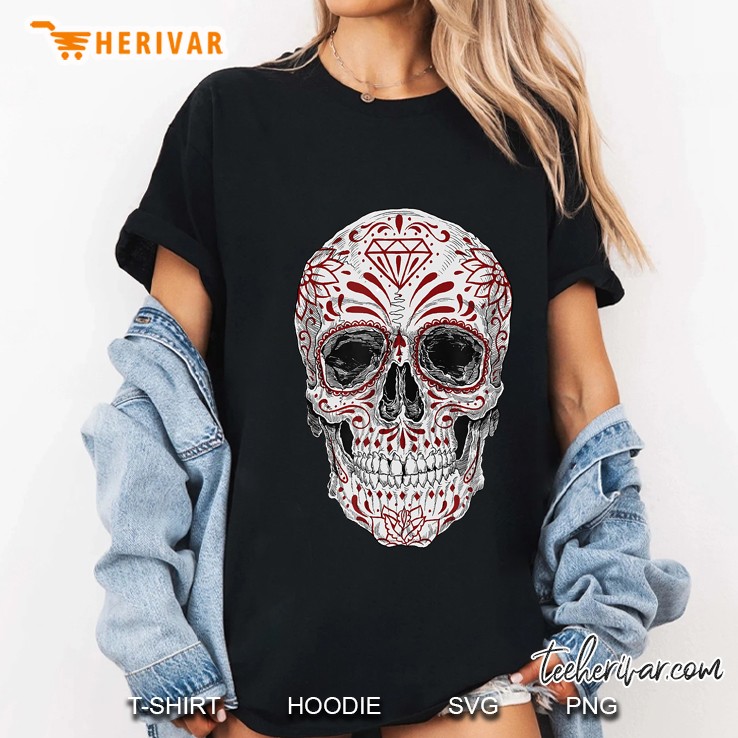Sugar Skull Hand Drawn Ladies Tee