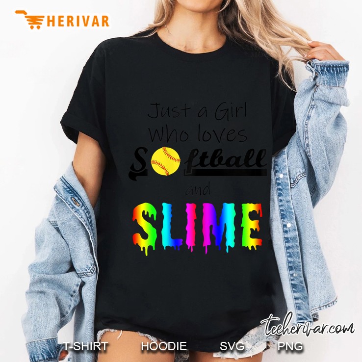 Just A Girl Who Loves Softball And Slime Ladies Tee
