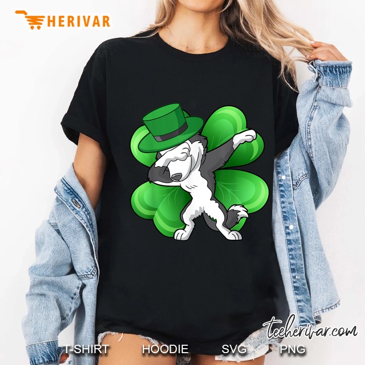 Dabbing Leprechaun Siberian Husky Dog Irish St Patricks Day Ladies Tee