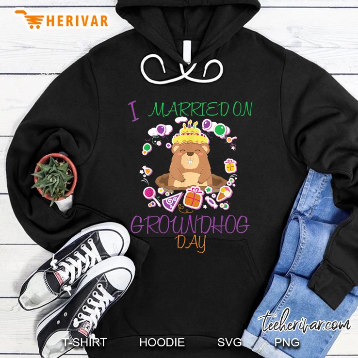 I Married On Groundhog Day Wedding Anniversary Hoodie