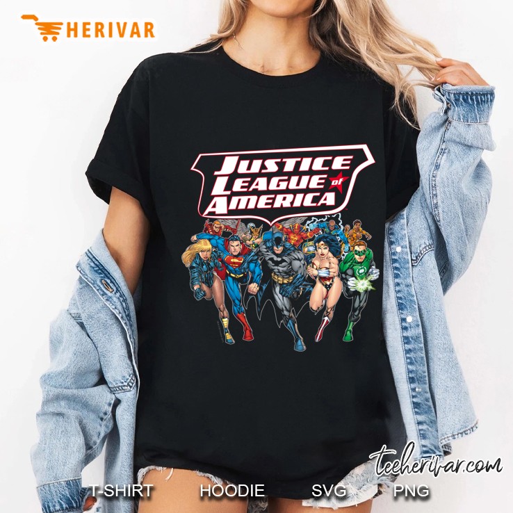 Justice League Of America Charging Justice Ladies Tee