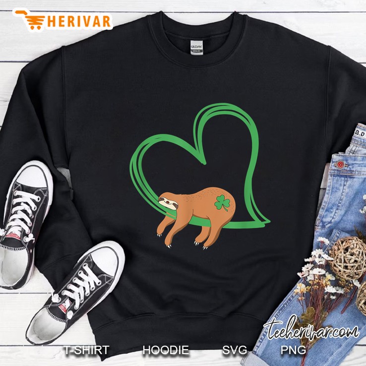 Sloth St Patricks Day Shamrock Heart Irish Sweatshirt