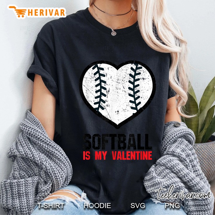 Softball Is My Valentine Ladies Tee