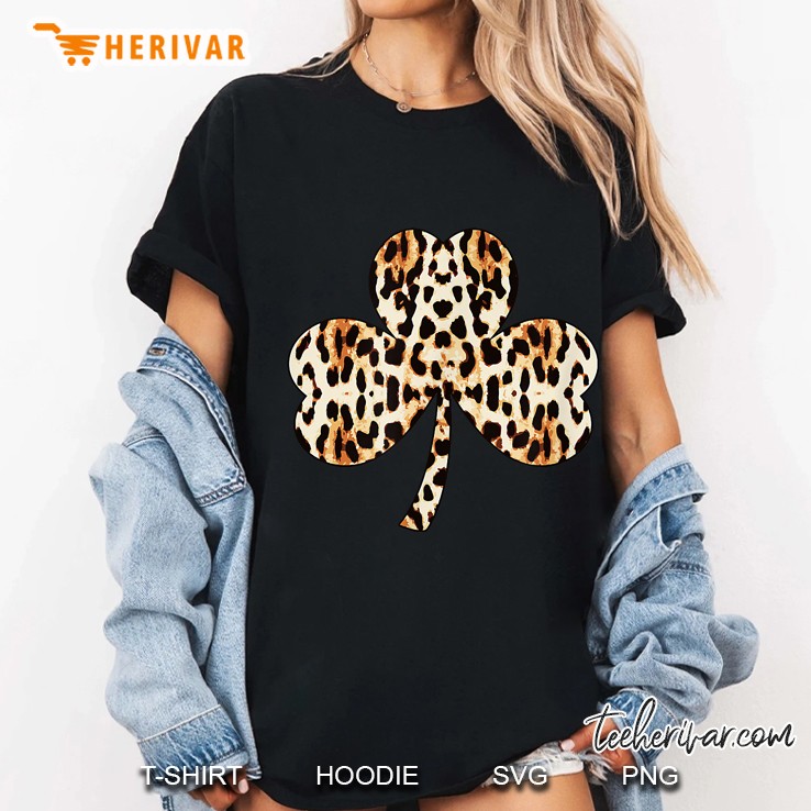 St Patricks Day Lucky Leopard Four Leaf Clover Ladies Tee