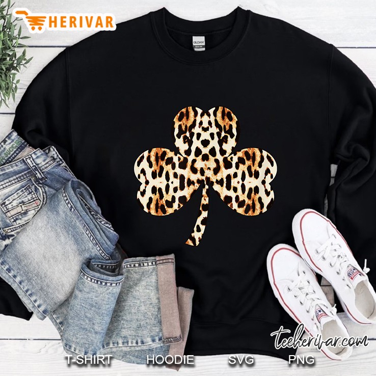 St Patricks Day Lucky Leopard Four Leaf Clover Sweatshirt