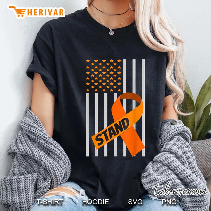 Stand American Flag Orange Ribbon Multiple Sclerosis Awareness Hoodie