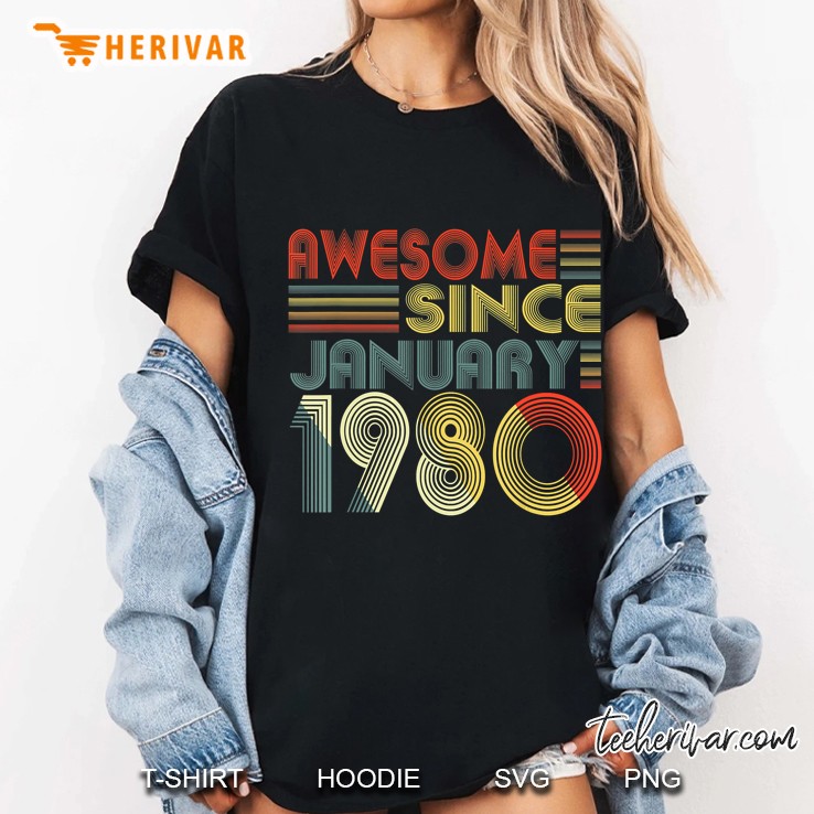 Awesome Since January 1980 Vintage Version Ladies Tee