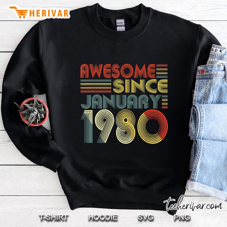 Awesome Since January 1980 Vintage Version Sweatshirt