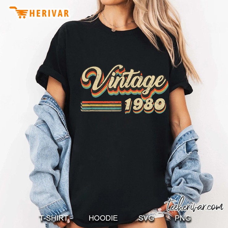 Vintage 1980 40th Birthday Version2 Ladies Tee