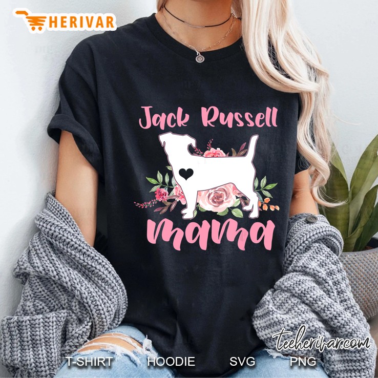 Jack Russell Mama Floral Version Ladies Tee