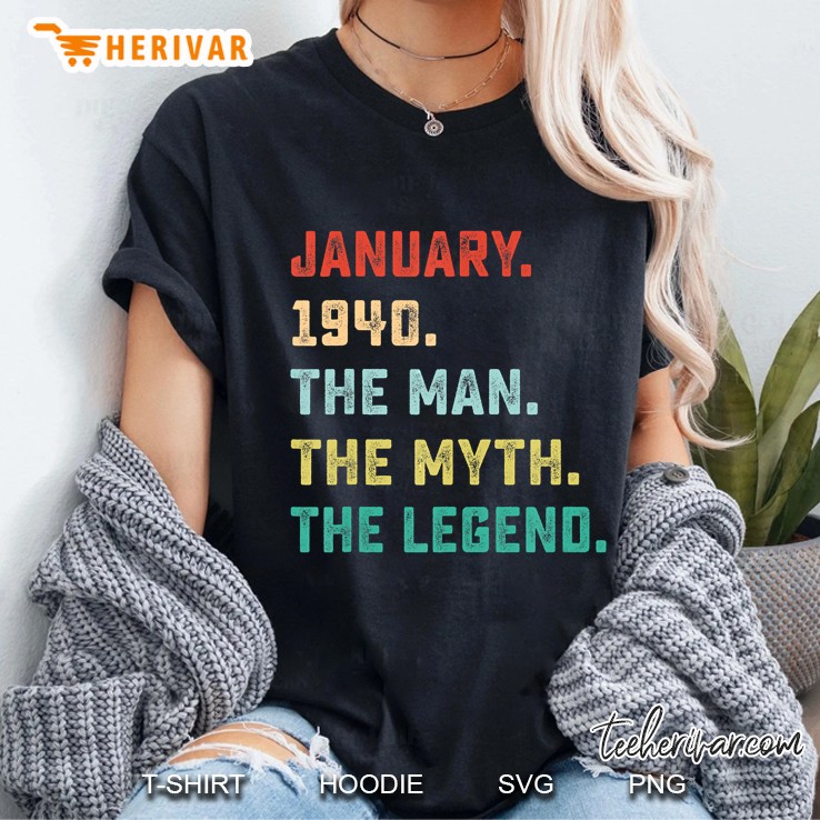 January 1940 The Man The Myth The Legend Vintage Version Ladies Tee