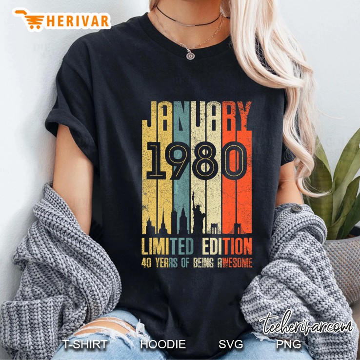 January 1980 Limited Edition 50 Years Of Being Awesome Vintage Version Ladies Tee
