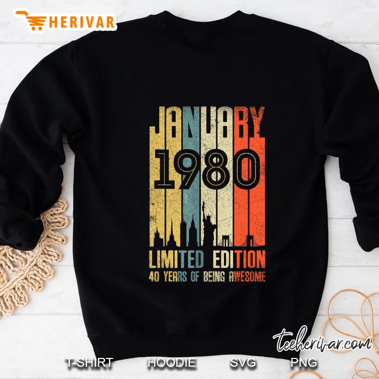 January 1980 Limited Edition 50 Years Of Being Awesome Vintage Version Sweatshirt