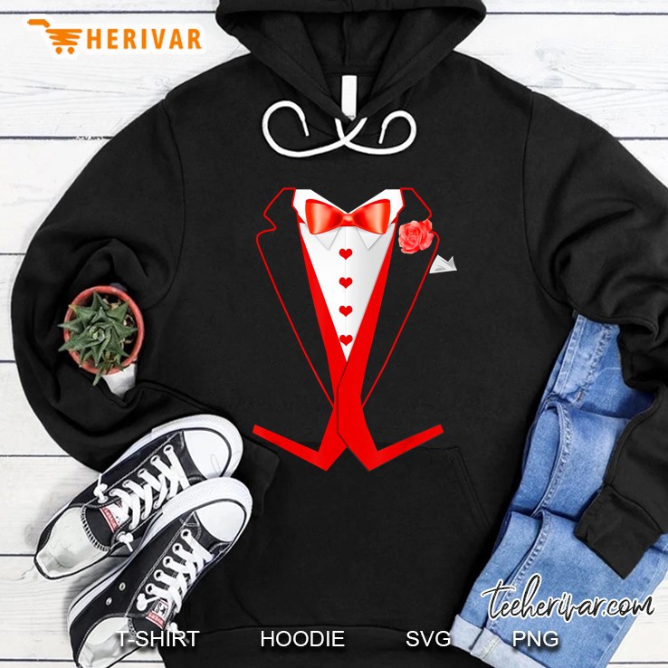 Tuxedo Red Hearts Cool Funny Valentines Day Hoodie