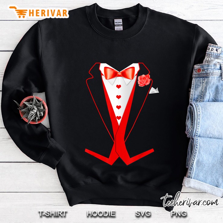 Tuxedo Red Hearts Cool Funny Valentines Day Sweatshirt