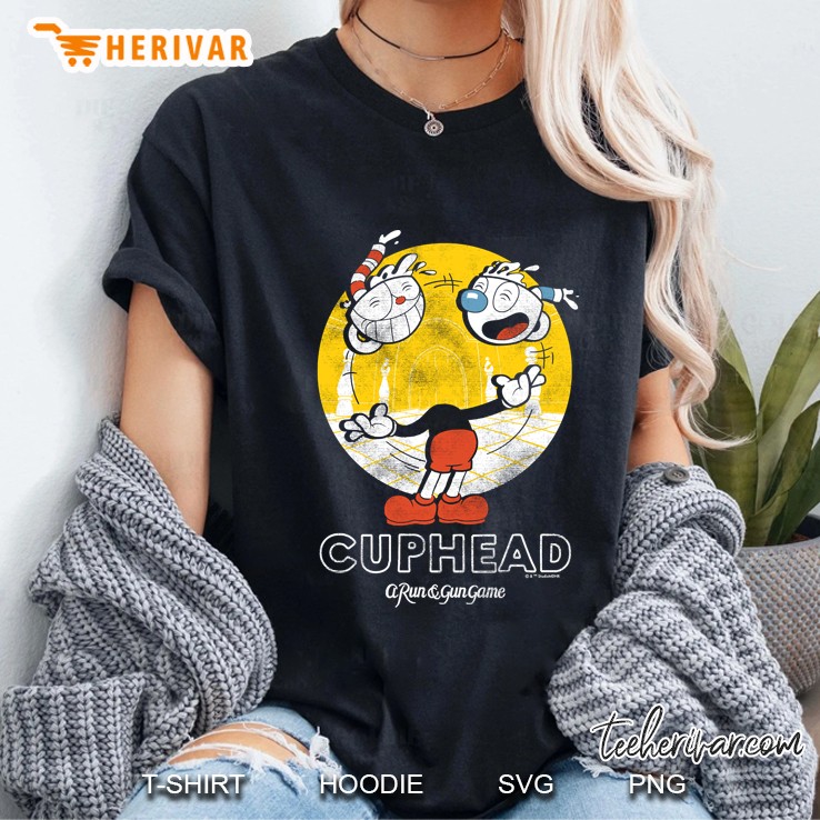 Cuphead A Run & Gun Game Mugman Head Ladies Tee