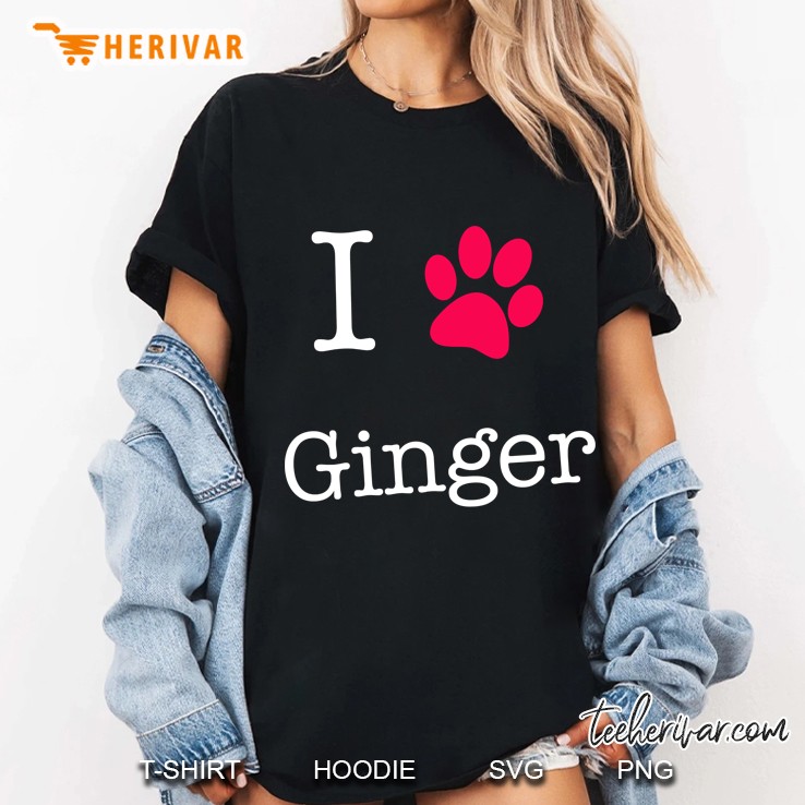 I Love Ginger Paw Dog Version Ladies Tee