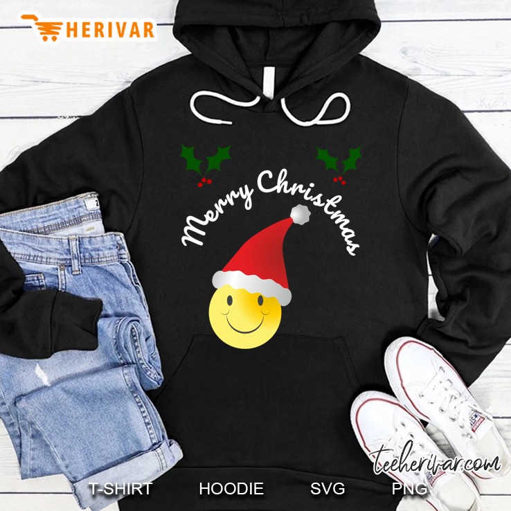 Merry Christmas Smiley Emoji Santa Hat Hoodie