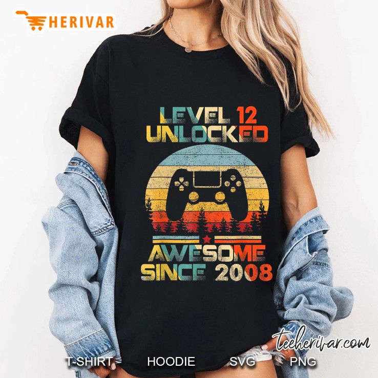 Level 12 Unlocked Awesome Since 2008 Vintage Version Ladies Tee