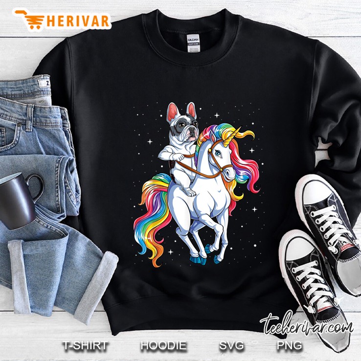 French Bulldog Riding Unicorn Sweatshirt