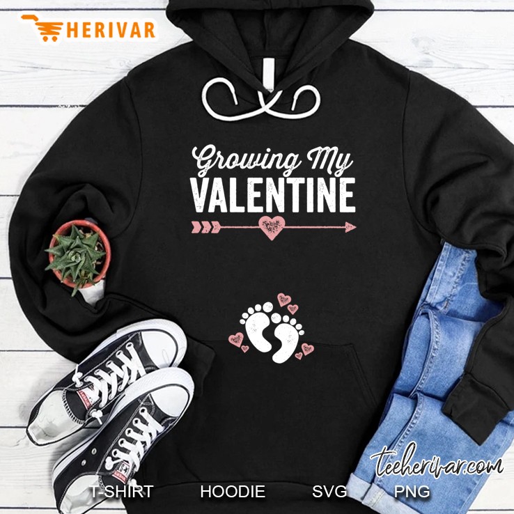 Growing My Valentine Pregnancy Footprint Arrow Heart Version Hoodie