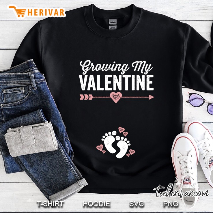 Growing My Valentine Pregnancy Footprint Arrow Heart Version Sweatshirt