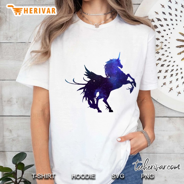 Pegasus Unicorn Watercolor Space Ladies Tee