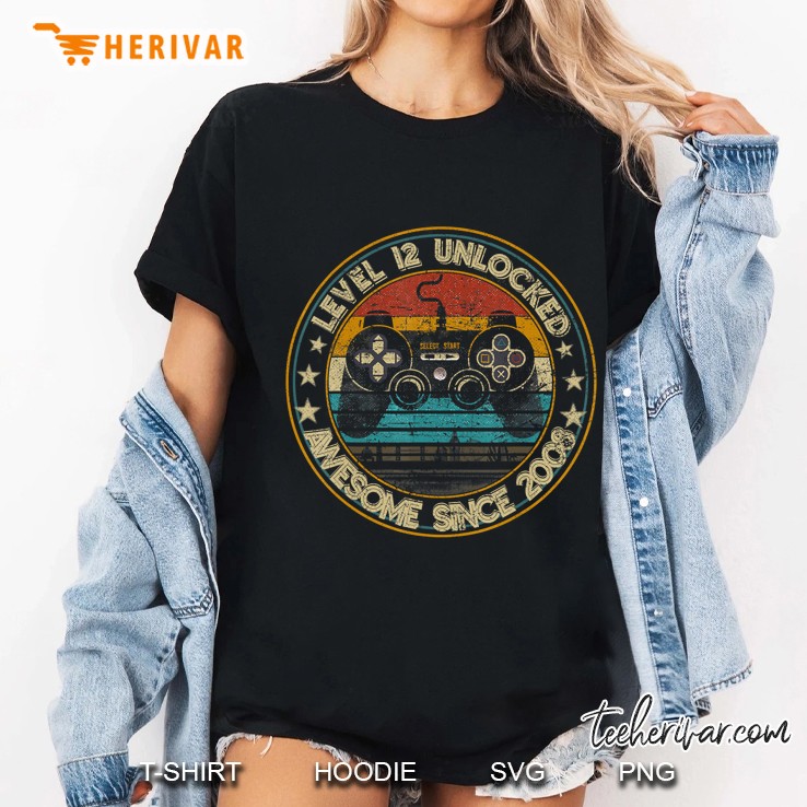 Level 12 Unlocked Awesome Since 2008 Vintage Version Ladies Tee