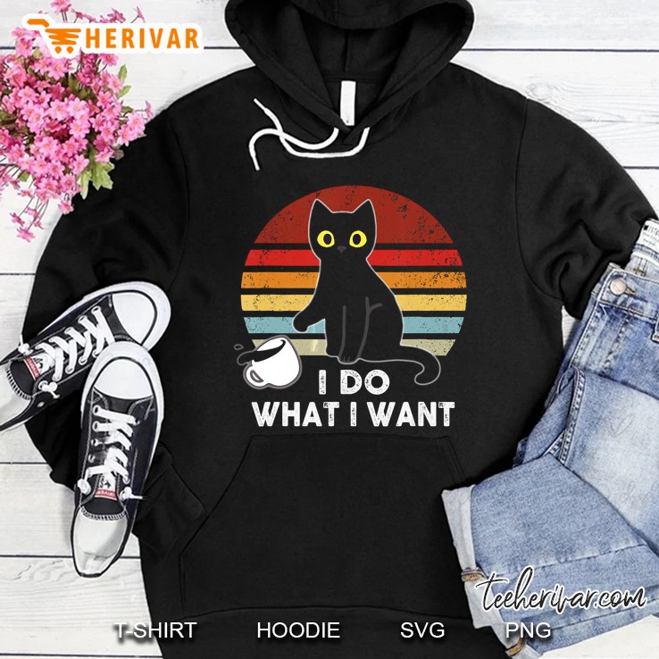 I Do What I Want Funny Cat Vintage Version Hoodie