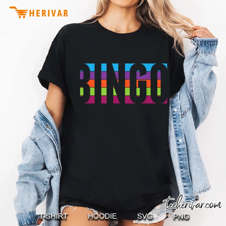 Bingo Rainbow Color Style Cool Lucky Player Family Ladies Tee