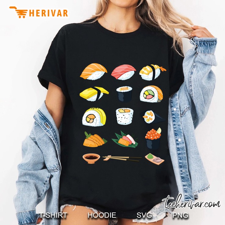 Japanese Sushi Salmon Tuna Ladies Tee