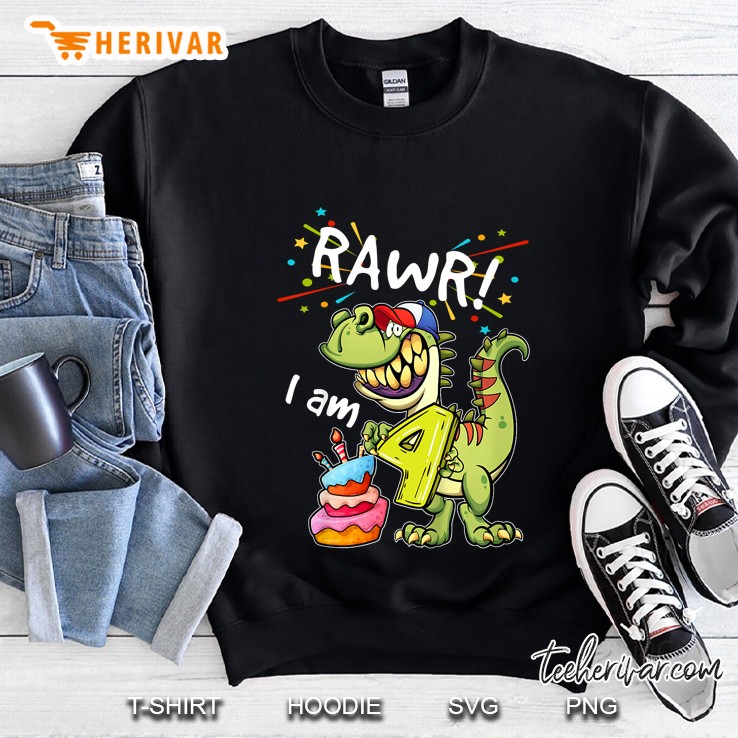 Rawr I Am 4 4th Birthday Dinosaur Version2 Sweatshirt