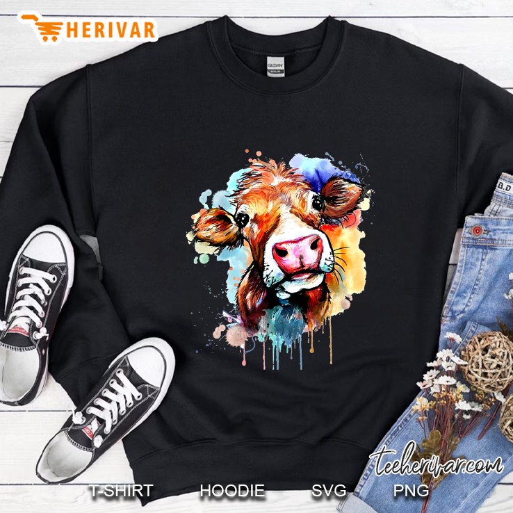 Cow Watercolor Painting Sweatshirt