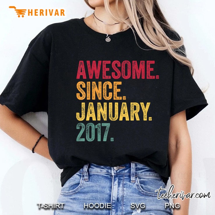 Awesome Since January 2017 Vintage Version Ladies Tee