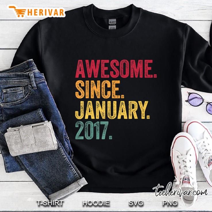 Awesome Since January 2017 Vintage Version Sweatshirt