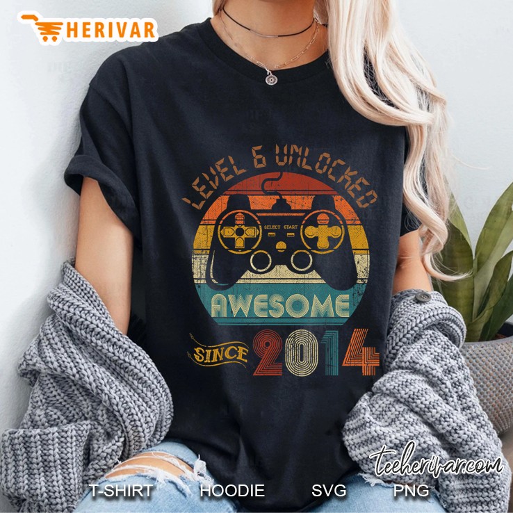 Level 6 Unlocked Awesome Since 2014 Vintage Version Ladies Tee