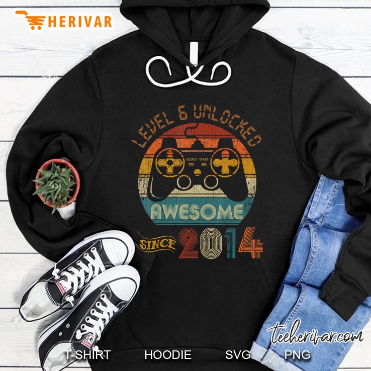 Level 6 Unlocked Awesome Since 2014 Vintage Version Hoodie