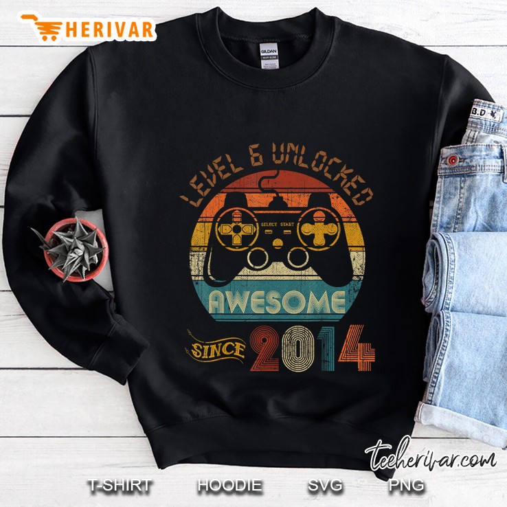 Level 6 Unlocked Awesome Since 2014 Vintage Version Sweatshirt