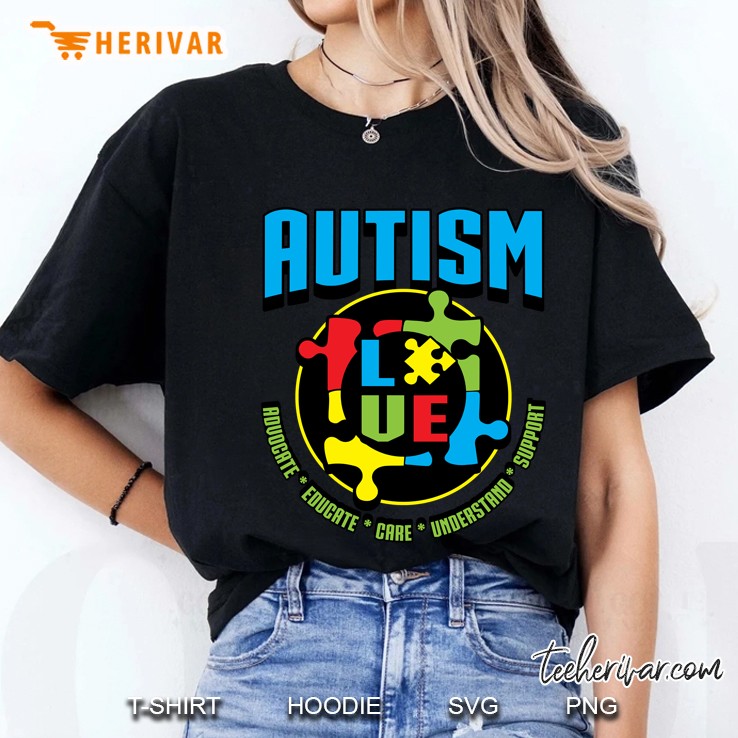 Autism Advocate Educate Care Understand Support Ladies Tee