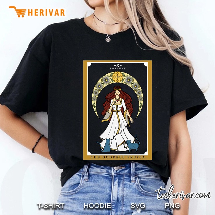 Norse Goddess Freyja Tarot Card Freya Pagan Witch Cat Ladies Tee