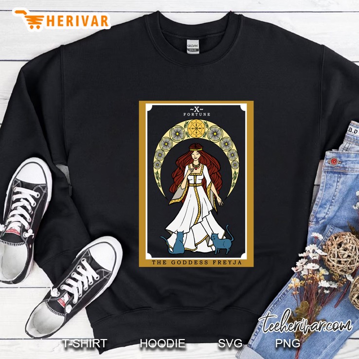 Norse Goddess Freyja Tarot Card Freya Pagan Witch Cat Sweatshirt