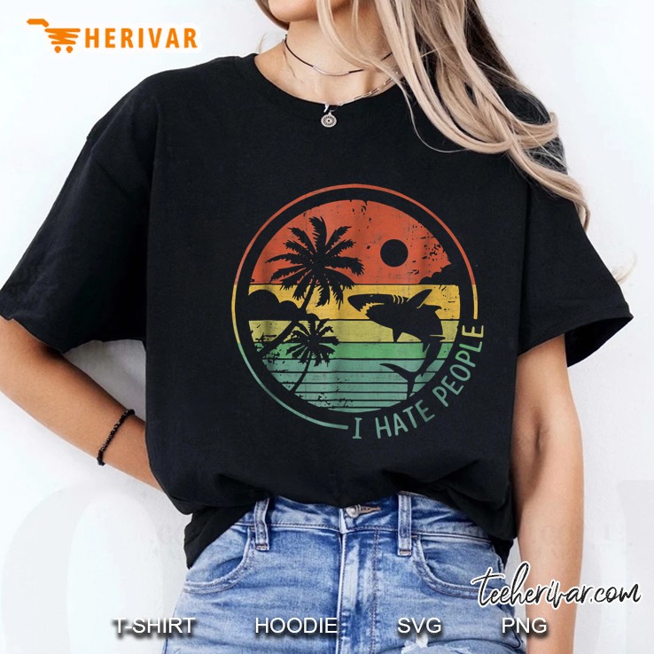 I Hate People Shark Vintage Version Ladies Tee