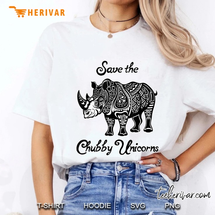Save The Chubby Unicorns Rhino Tattoos White Version Ladies Tee
