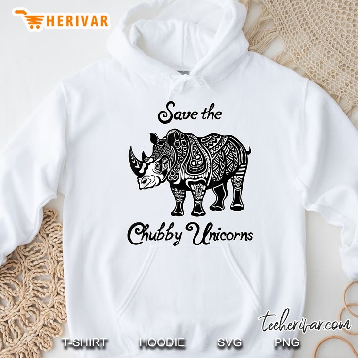 Save The Chubby Unicorns Rhino Tattoos White Version Hoodie