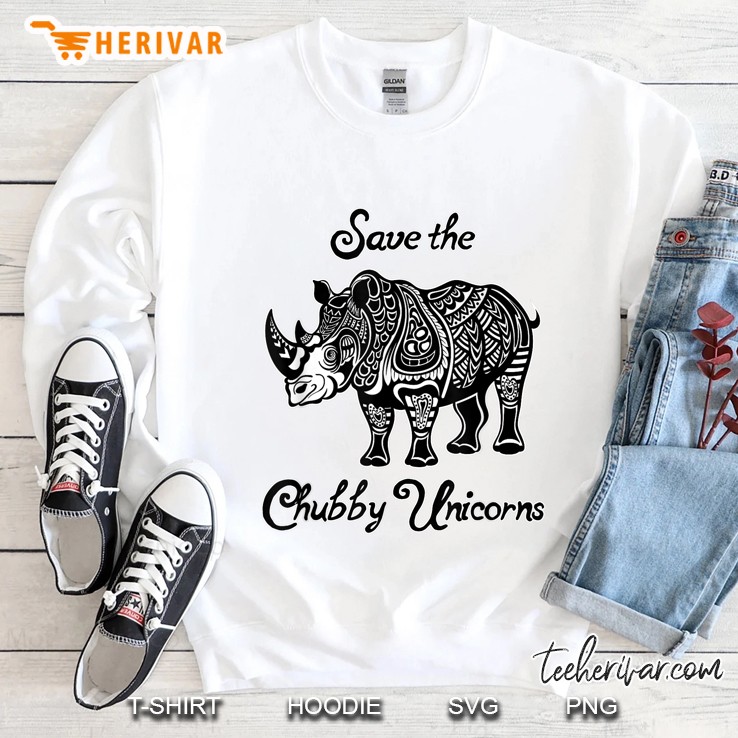 Save The Chubby Unicorns Rhino Tattoos White Version Sweatshirt