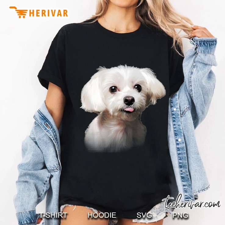 Maltese Dog Face Ladies Tee
