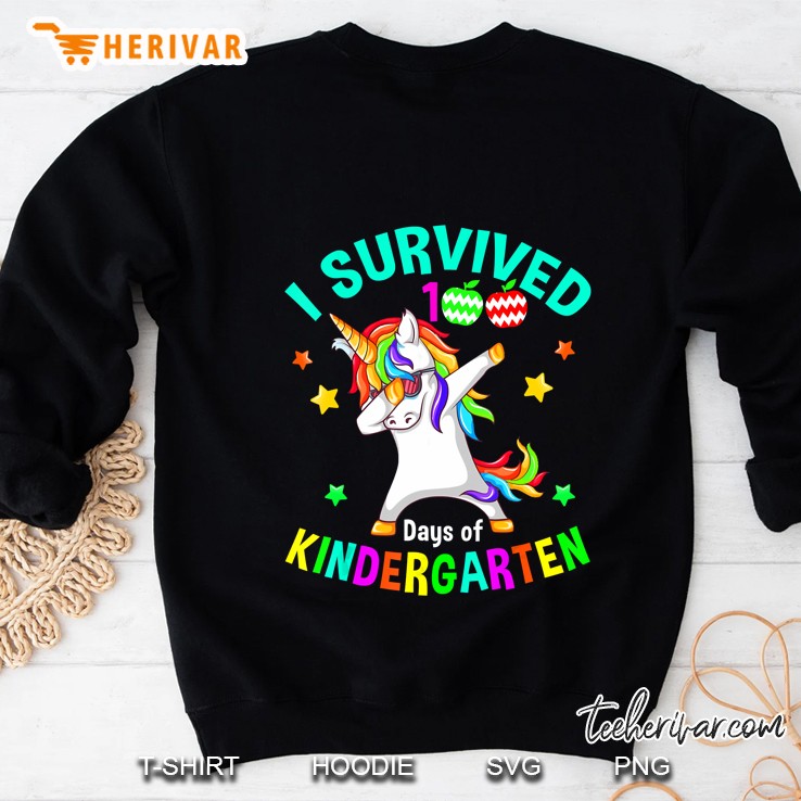 I Survived 100 Days Of Kindergarten Dabbing Unicorn Version Sweatshirt