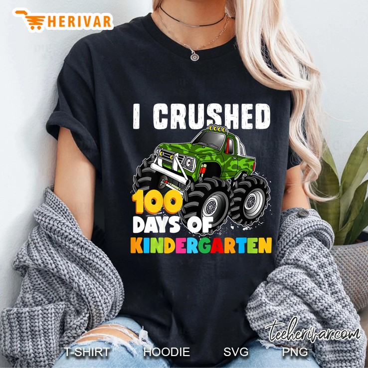 I Crushed 100 Days Of Kindergarten Monster Truck Version Ladies Tee