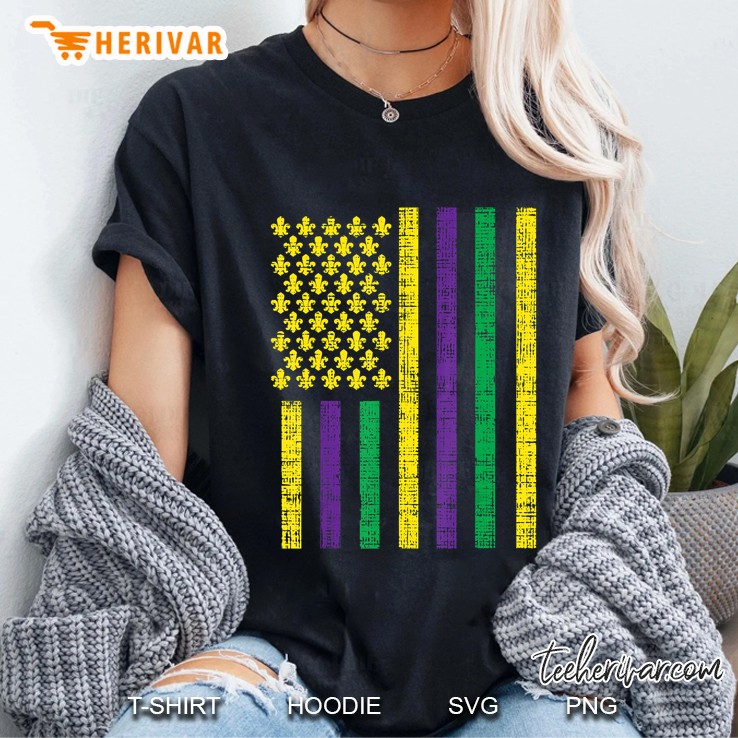 Mardi Gras American Flag Ladies Tee