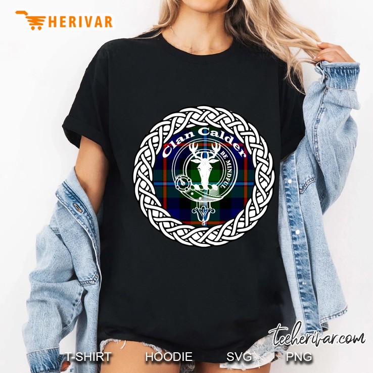 Clan Calder Scottish Clan Tartan Badge Crest Ladies Tee